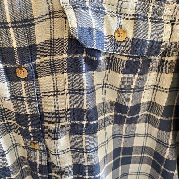 Chaps Blue Plaid Long Sleeve Lightweight Collared Button-Up 100% Cotton size M - Picture 3 of 6